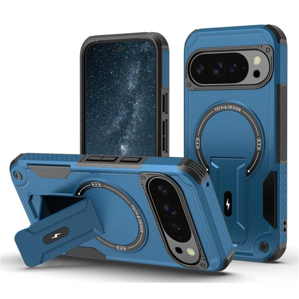 Pixel 10/10 Pro 6.3" Case [Compatible With Magsafe] – Military-Grade Shockproof Tpu With Invisible Stand, Blue 9152228484016