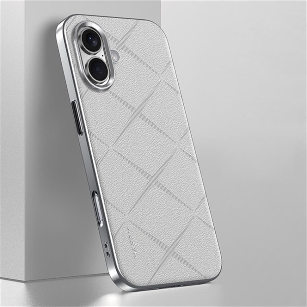 For Compatible With Iphone 16 Case Plain Leather Shockproof With Anti-Fingerprint Camera Protection Phone Case,,For Compatible With Iphone 16 White 9130661881227