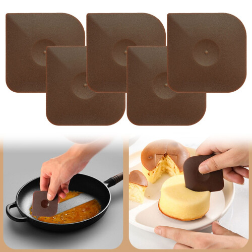 5-Pc Pan Scraper Set, Non-Scratch Plastic Scraper for Cast Iron Pans, Compatible with All Cookware