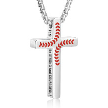 Baseball-Kreuzkette mit Bibelvers für Herren, Edelstahl-Kreuzanhänger, christliches Schmuckgeschenk für Jungen, ideal für Schulabgänger,