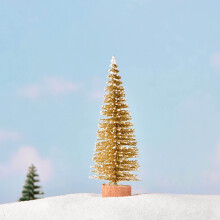 Mini Christmas Needle Tree Decoration, Cute White Cedar Style PVC Ornament, Small 9cm Christmas Tree Accessory for Home Office Tabletop Holiday Decor