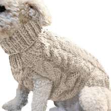 Små hundtröjor Hundtröja Stickad tröja Varm husdjurströja för Halloween Jul Höst Vinter Kallt väder (Ljusbrun, XL)