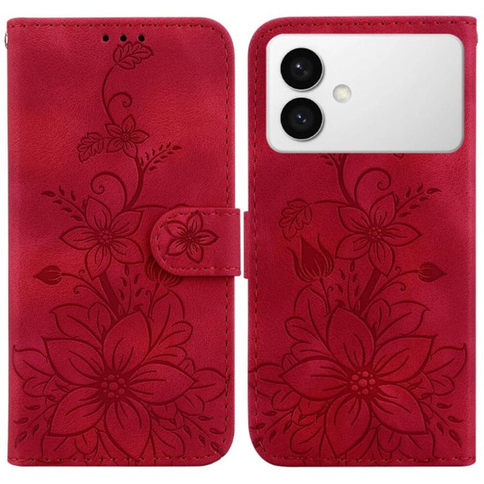 Pu Leather Flip Wallet Case With Magnetic Closure & Card Slots, Compatible With Samsung Galaxy S26 Edge 5G 6.7" Red 9418476644603