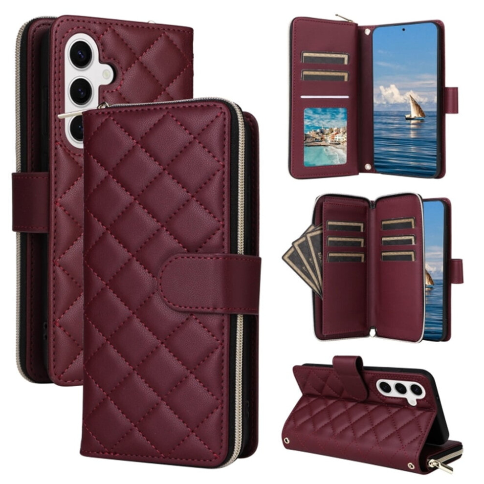 Magnetic Flip Wallet Case For Samsung Galaxy S24 5G Wine 9152228994393