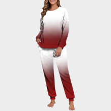 Set de bluză din fleece pentru femei, mâneci raglan, mâneci lungi, guler rotund, cu manșete, la glezne, lenjerie de casă casual și confortabilă