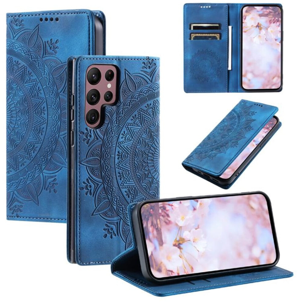 Pu Leather Flip Wallet Case With Magnetic Closure & Card Slots, Compatible With Samsung Galaxy S25 Ultra 5G 6.9" Blue 9130661877299