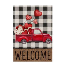 Garden Flag Valentine's Day Red Heart Welcome 12x18 inch