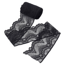 10 yarzi panglică elastică din dantelă pentru broderie din nailon, 4 ~ 4-1/8 inch (102 ~ 103 mm), culoare neagră, pentru haine, 102 ~ 103 mm