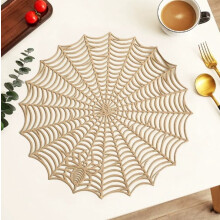 Lot de 2 sets de table isolants, imperméables et antidérapants, motif toile d'araignée rond européen, en PVC – Compatibles avec les tables