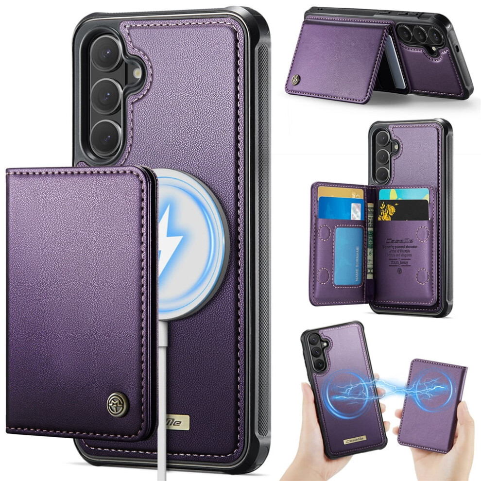 Case For Samsung Galaxy S26 5G: Rfid-Blocking, Magsafe-Compatible, Detachable 2-In-1 Wallet With Kickstand, Pu Leather, Purple 9485826583578