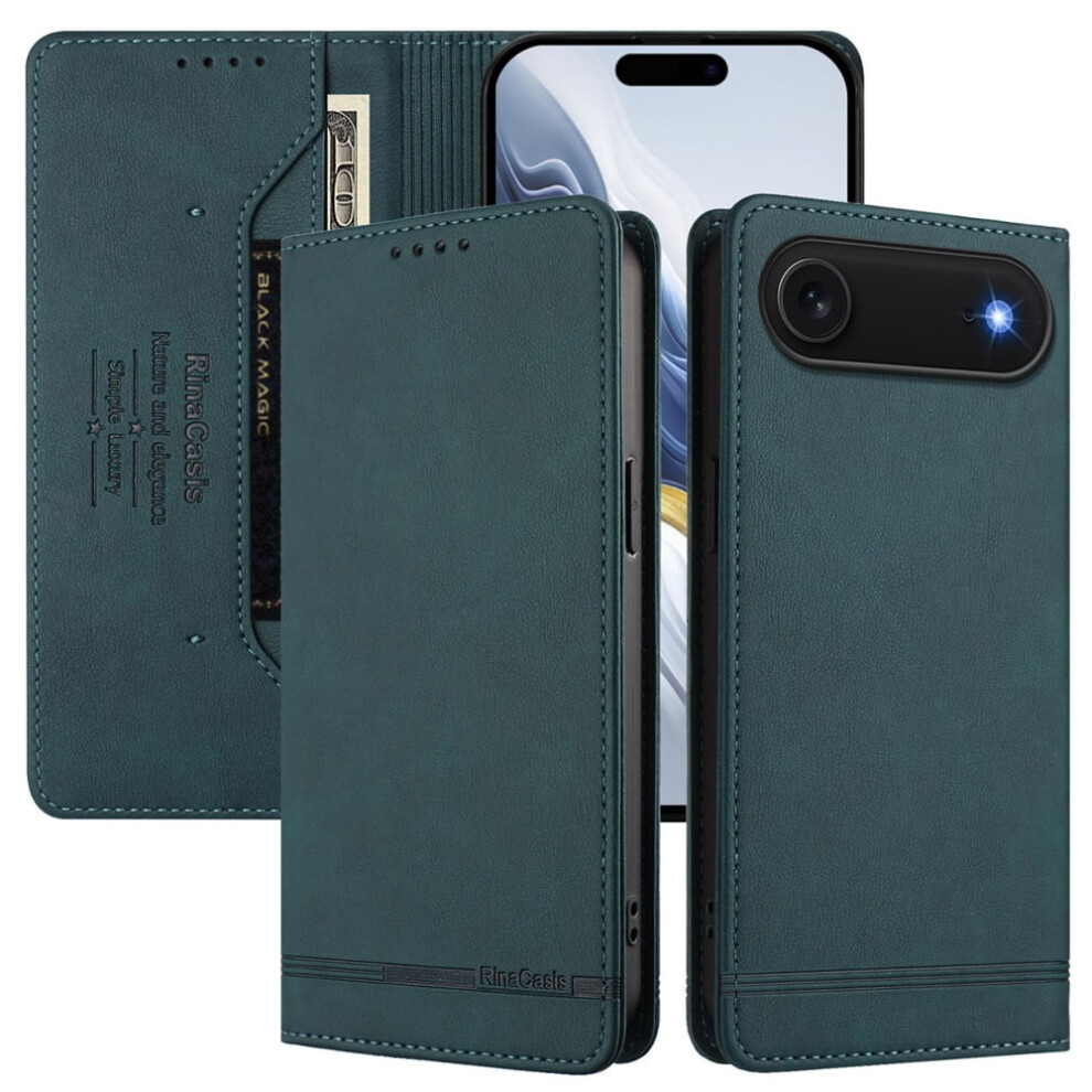 Magnetic Phone Case For Iphone Air 6.5-Inch: Rfid Blocking, Card/Cash Slots, Kickstand, Shockproof Flip Folio, Blue 9418476646065