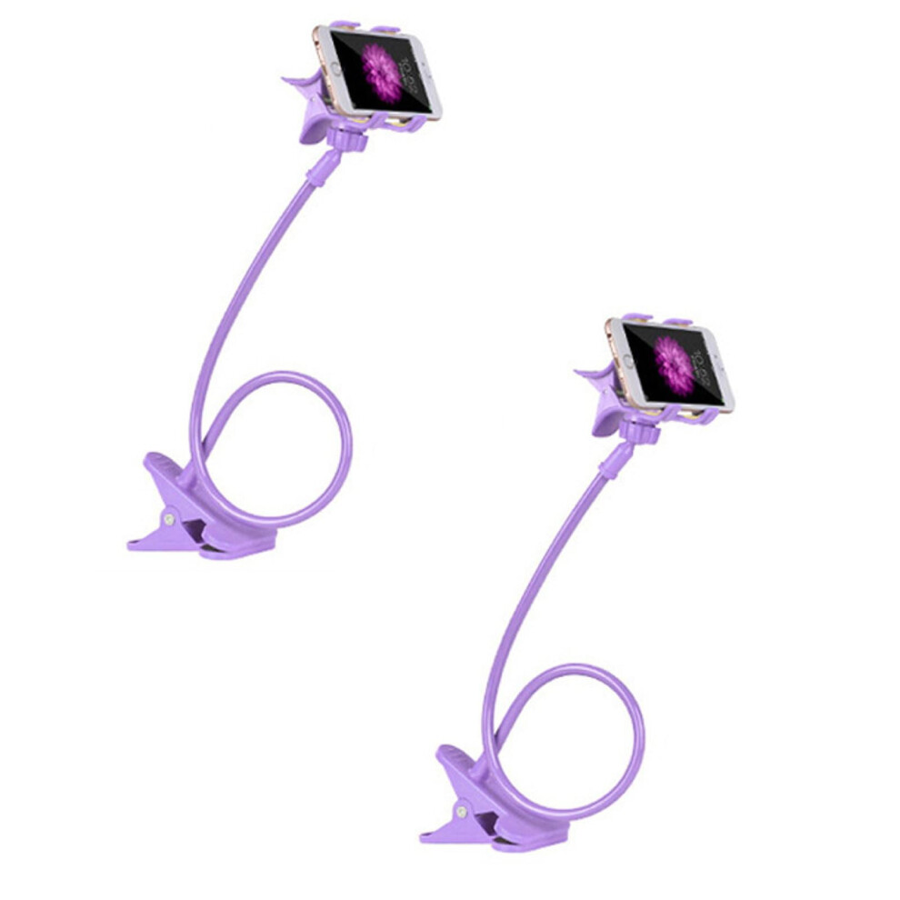 2-Pack Flexible Gooseneck Phone Holder For Desk/Bedside, 75Cm Stand With Clamp Â Compatible With All Smartphones Purple 9485826584247