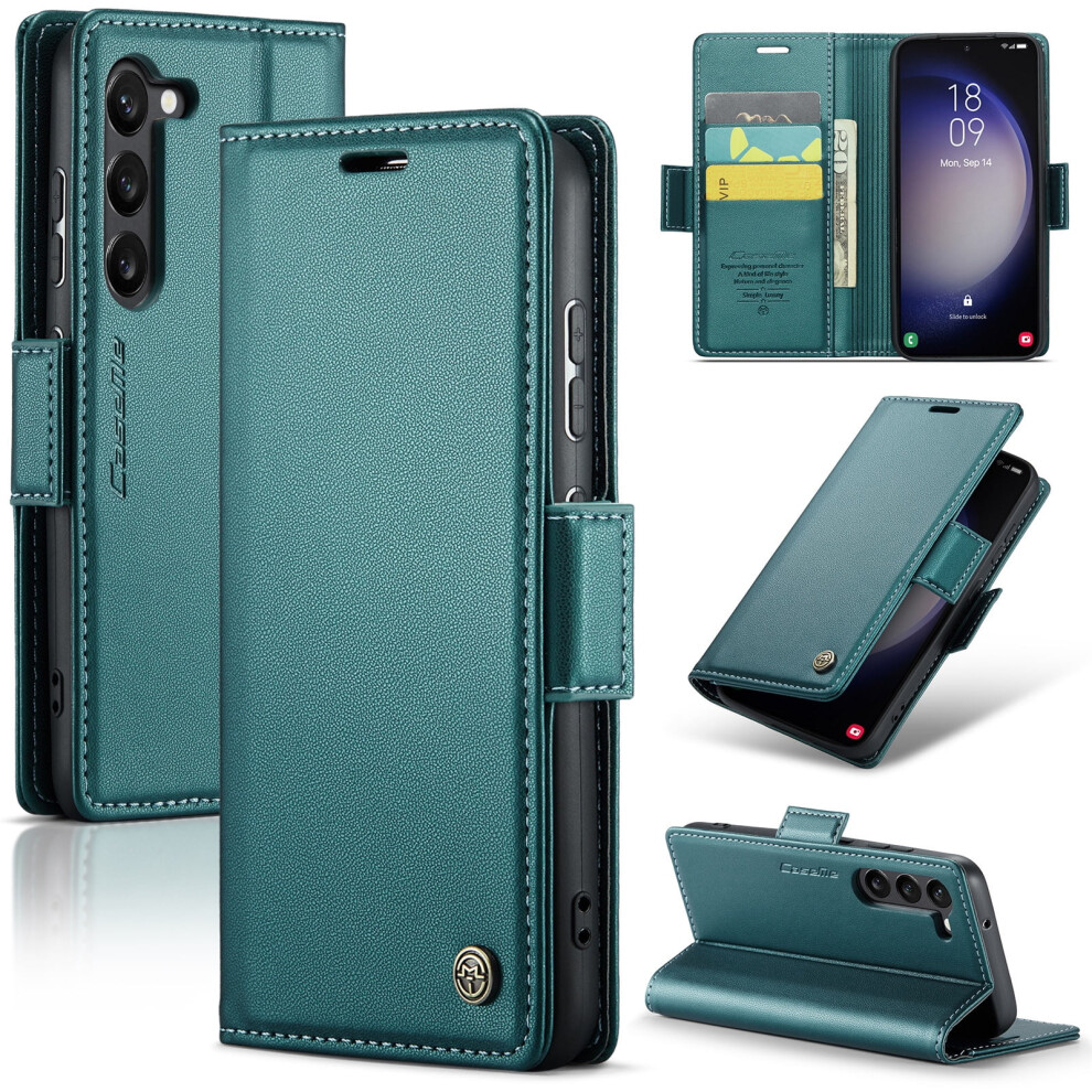 Caseme Leather Wallet Case For Compatible With Samsung Galaxy S23 5G Â Rfid Blocking, Magnetic Clasp, Kickstand, Green 9193271842682
