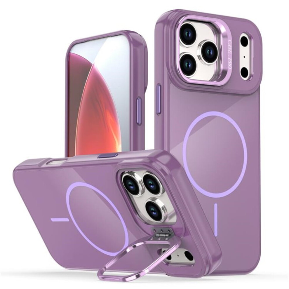 Slim Frosted Iphone 17 Pro Case With Magsafe, Metal Camera Ring, Kickstand & Shockproof Tpu Â Purple 9418476646072