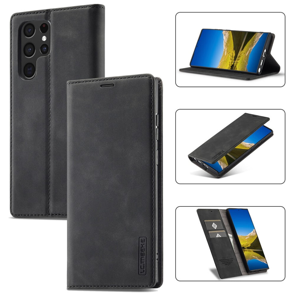 Lc.imeeke Leather Flip Wallet Case With Card Holder & Magnetic Closure For Compatible With Samsung Galaxy S22 Ultra 5G 9418476646249