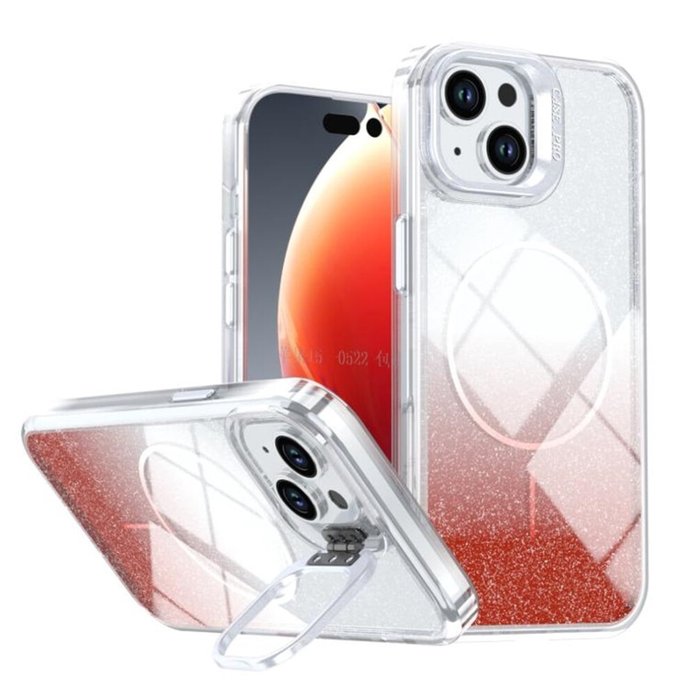 Iphone 15 Plus 6.7" Case Â Bright Glitter Gradient, Slim Magnetic, Magsafe Compatible, Shockproof Hard Back & Soft Tpu Bumper Â Red 9418476646843