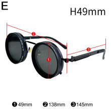 Verstellbare, polarisierte runde Sonnenbrille mit ND9-Filter, 1-9-stufigem Schutz und bruchsicherer E-Technologie.