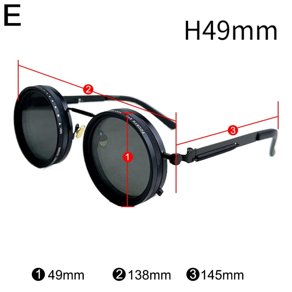 Adjustable Tint Polarized Round Sunglasses, With ND9 1-9 Gears Shatter-Proof-E