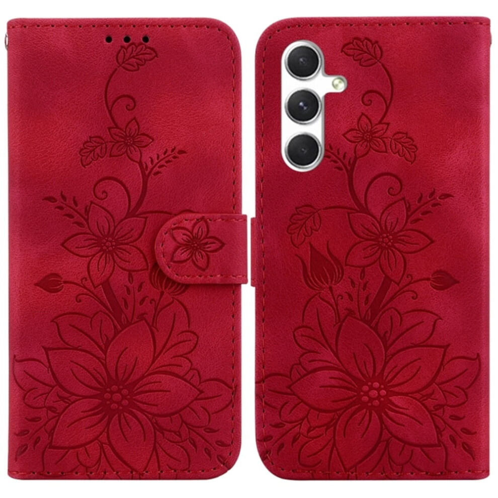 Pu Leather Flip Wallet Case With Magnetic Closure & Card Slots, Compatible With Samsung Galaxy S25+ 5G 6.7" Red 9152228480261