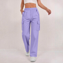 Pantalon cargo pour femme, taille élastique, fermeture boutonnée, plusieurs modèles