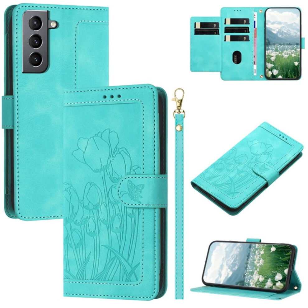 Leather Flip Wallet Case For Samsung Galaxy S22+ 5G Green 9152228996366