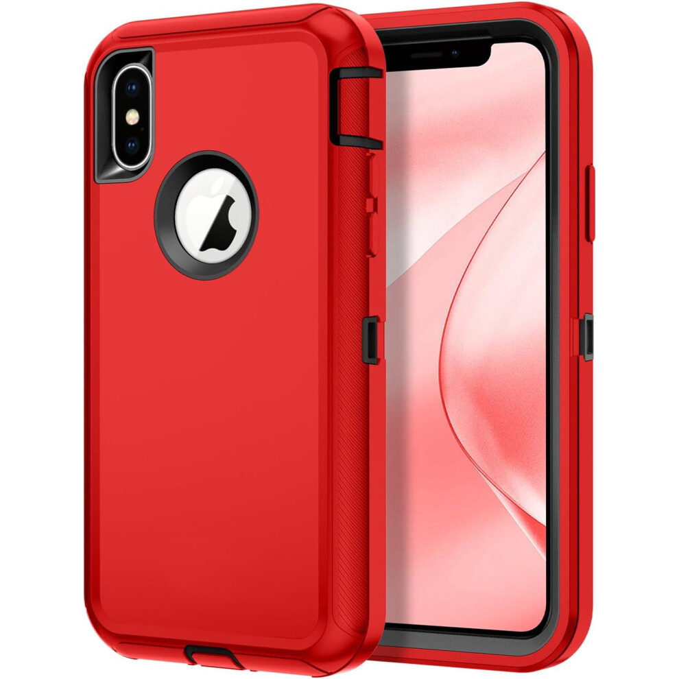 Shockproof Rugged 3-Layer Case For Iphone X/Xs (5.8"), Â Dust & Drop Proof, Compatible With Iphone X, Compatible With Iphone Xs Red/Black 9152228480971