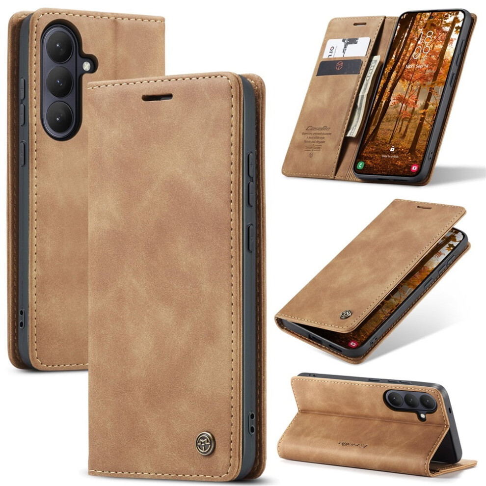 Caseme Leather Flip Wallet Case For Compatible With Samsung Galaxy S26+ 5GâMagnetic Closure, Card Holder, Shockproof, Kickstand, Brown 9193271782117