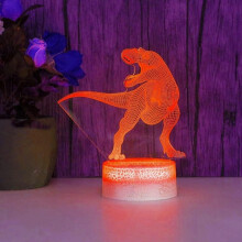 Luminária Noturna 3D de Dinossauro com Ilusão de Óculos, 7 Cores, Interruptor de Toque, Decoração de Mesa, Presente, Base Plana em Acrílico