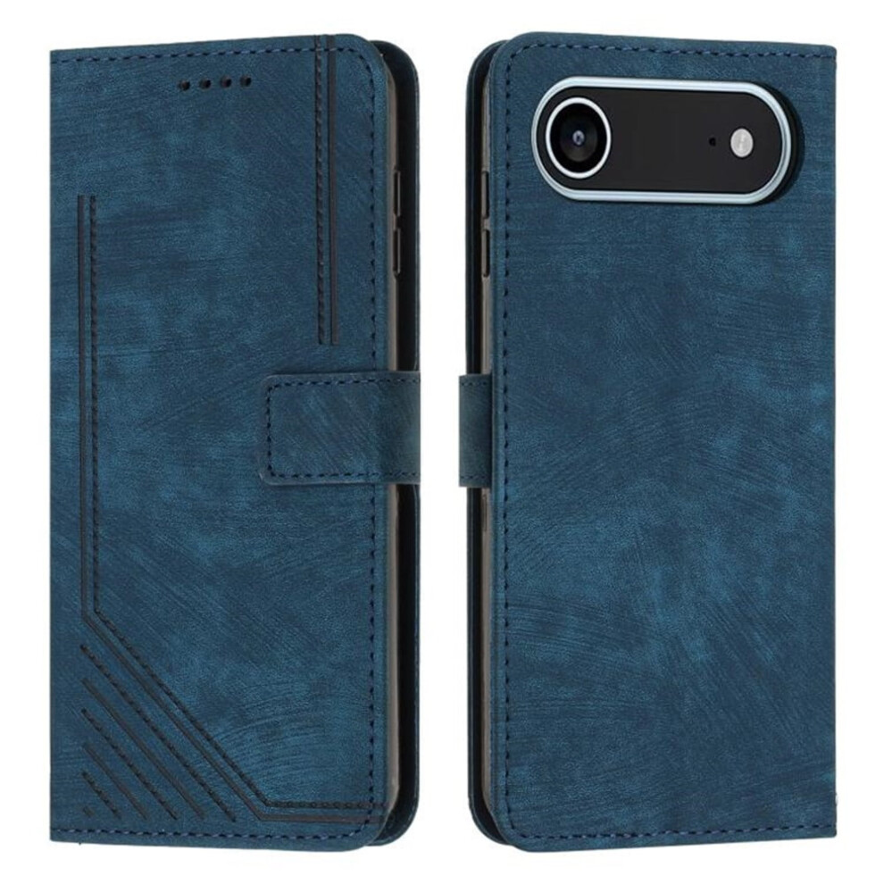 Leather Flip Case For Compatible With Iphone Air Â Magnetic, Shockproof, Card Holder, Kickstand, Retractable Lanyard, Blue 9130661878227
