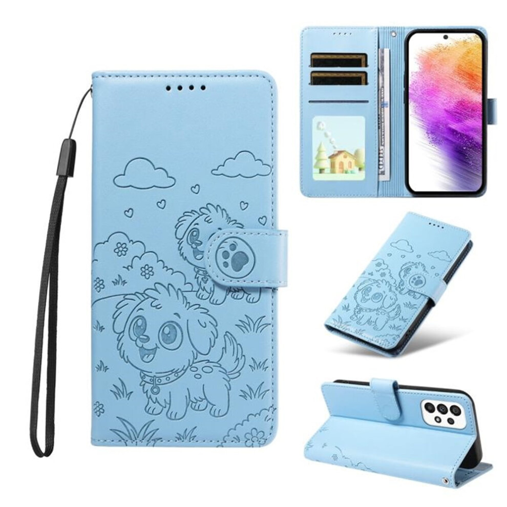 Leather Flip Case For Samsung Galaxy A73 5G Â Rfid Wallet, Magnetic Clasp, Lanyard & Stand Blue 9152228479708