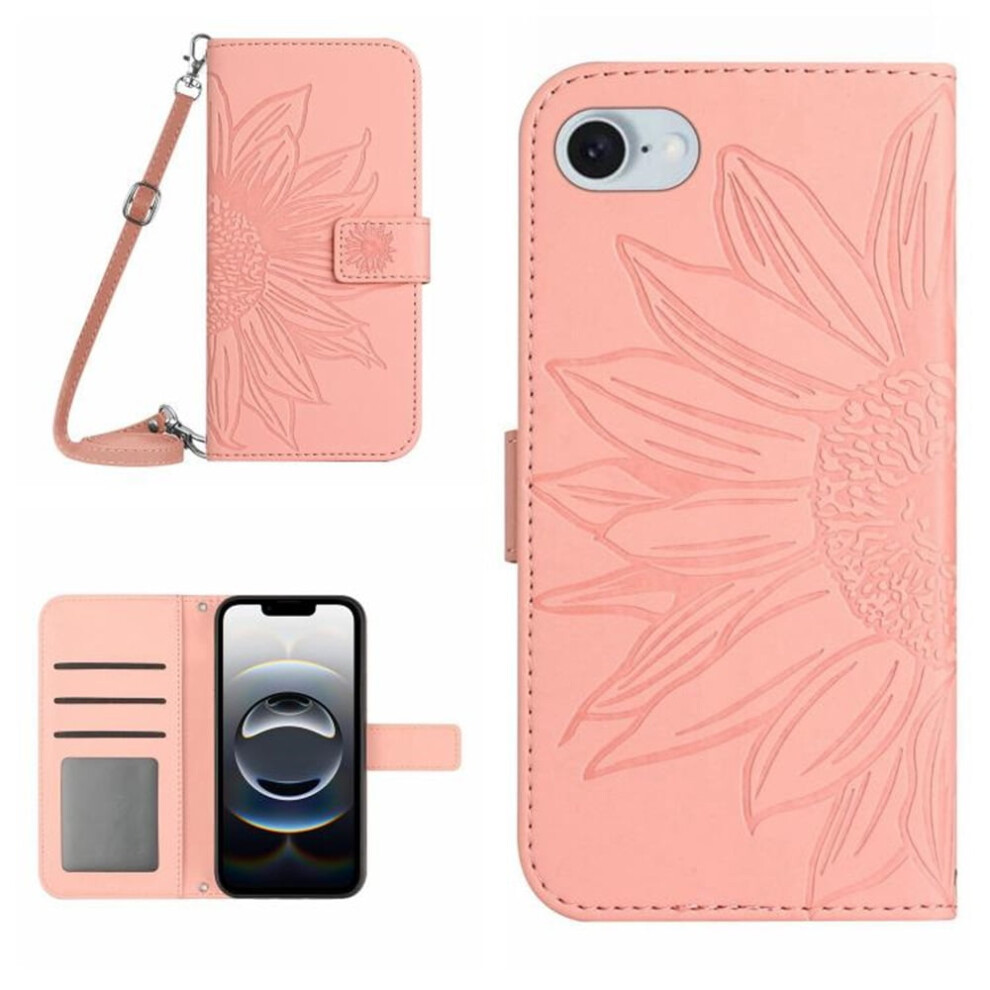 Sunflower Embossed Pu Leather Flip Wallet Case For Iphone 9170372601462