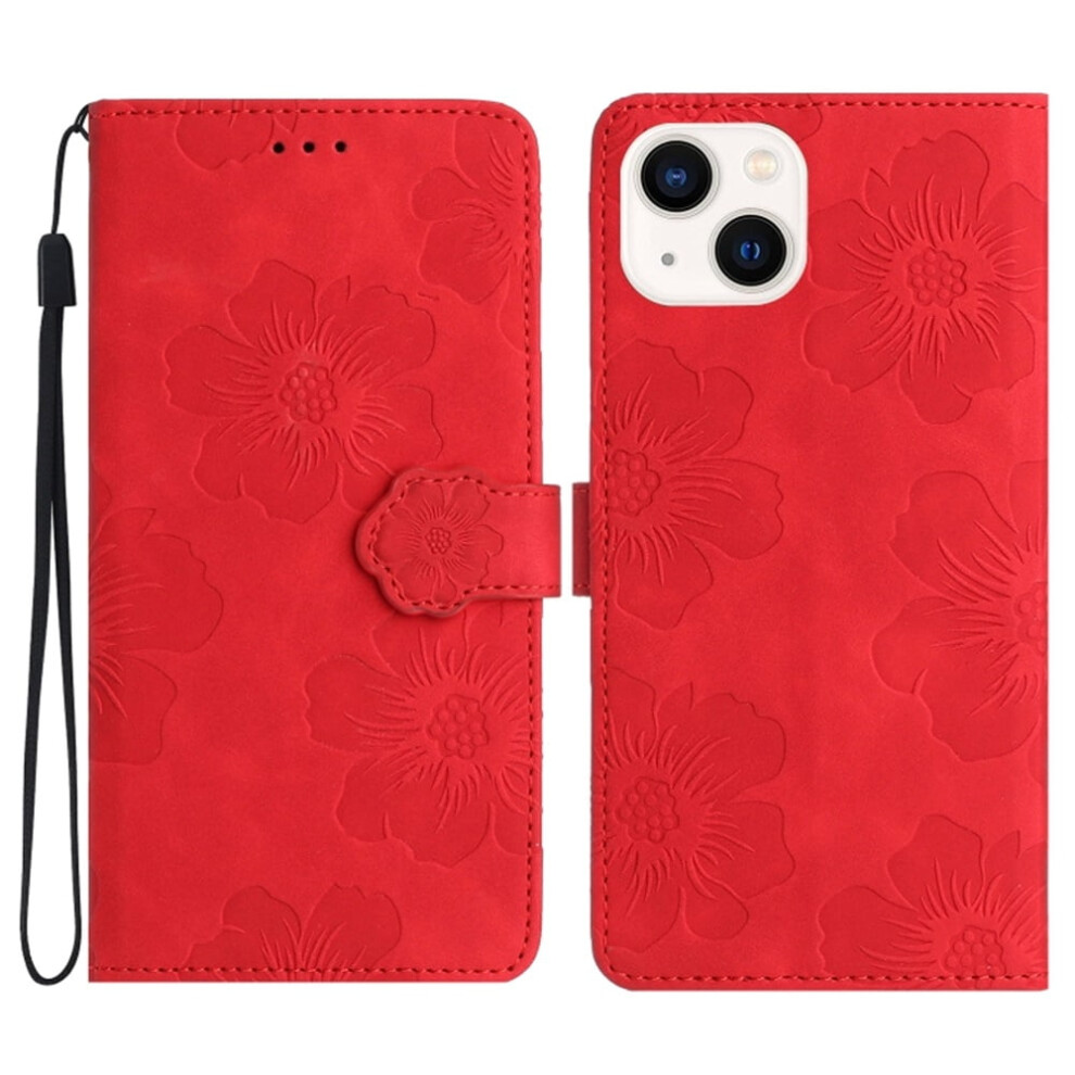 Leather Flip Wallet Case For Iphone 14 Plus With Flower 9180435636676
