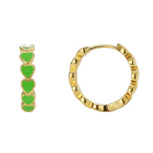 Gold Plated Hoop Earrings For Women Enamel Cute Hearts Gold Huggie Earrings Jewelry Gift For Girlfriend