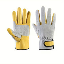 Lot de 2 gants de travail demi-doigts double couche, pour le jardinage et les activités de plein air, avec renforts de paume durables.