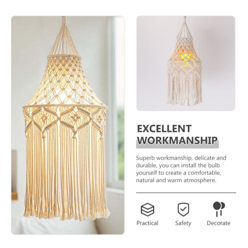 FRCOLOR Abajur elegant, model boho, macrame, 30 x 30 x 85 cm 1