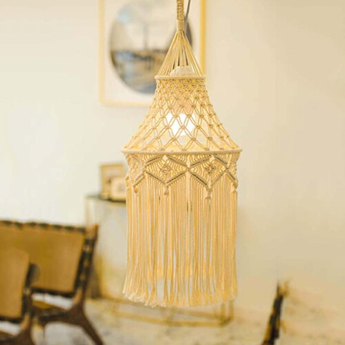 Abajur de teto em corda de algodão trançada e ferro para decoração de casa (1 peça) 1