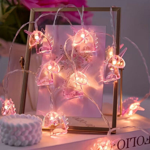 1pc Unicorn LED String Lights, Battery-Powered, Remote-Controlled Glow, Compatible with Bedroom/Wedding Decor 1