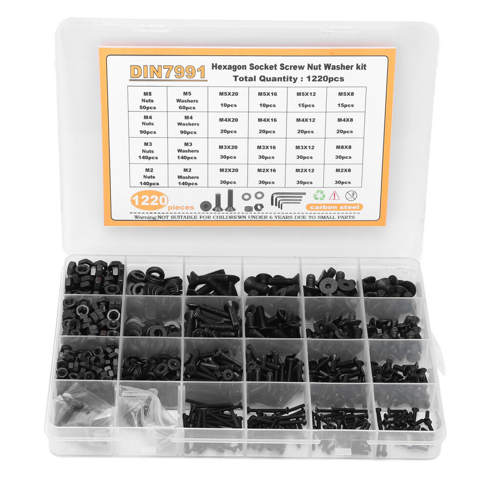 Flat Washers Hex Socket Screws Metric Bolt Assortment High Quality Alloy Steel Machine Screws With Lock Washers Precision Threads Durable Corrosion 9551475227528