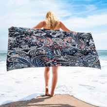 Sneldrogende microvezel strandhanddoek, 76 x 152 cm, lichtgewicht en zacht, meerkleurig bedrukt, 1 stuk – geschikt voor al uw strand- en