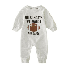 Rompertje met lange mouwen voor jongens en meisjes, peuter- en kinderjumpsuit met letterprint, zachte romper met ronde hals, stijlvolle eendelige