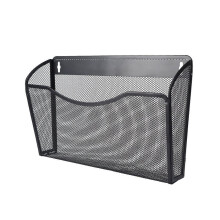 Büro-Wand-Aktenhalter mit einem Fach, Hängeorganizer aus Netzgewebe, Schwarz, 1 Stück