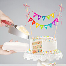 Coupe-gâteau et trancheuse en acier inoxydable, outil de pâtisserie DIY pour transférer, décorer et découper gâteaux et desserts – Rose, 1