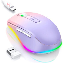 Jiggler - LED-muis met ingebouwde bewegingsfunctie, oplaadbaar, beweegt onmerkbaar en willekeurig voor laptops, houdt computers actief - Paars