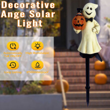 Lampe solaire d'Halloween – Lampe de jardin en résine à piquer pour terrasse, cour, allée (Compatible avec la recharge solaire)
