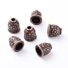 50 stk. Apetalous-legeringsperlehætter i tibetansk stil, cadmiumfri, nikkelfri og blyfri, rød kobber, 11 x 10 mm. Hul: 3 ~ 8 mm.
