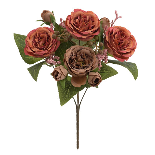 Buquê artificial de peônias e hortênsias em seda vintage, 34 cm (13,39 polegadas)