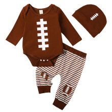 Conjunto de rugby para bebé niño recién nacido: body de manga larga, pantalón a rayas y gorro. 3 piezas para bebés y niños pequeños. Conjuntos