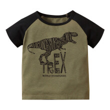 AWZXDE Kinder T-shirt met korte mouwen en cartoon dinosaurusprint, casual zomertop voor baby's en peuters (jongens en meisjes) groen, 2-3 jaar