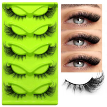 5 párů řas Cat Eye Lashes Faux Lashes s křídlovými konci, nové prodloužené oko
