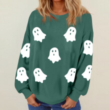 Halloween Casual Rundhalsad Pullover Mjuk Långärmad Hösttopp Med Lös Passform För Hösten Vinter Komfortkläder